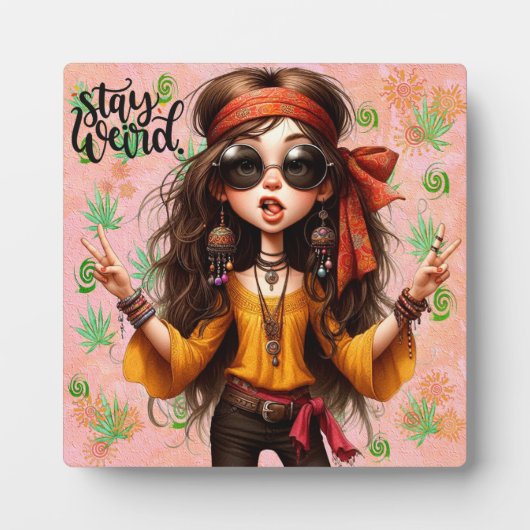 Eigenzinnige Hippie Chic Weird Tafelblad Plaque w Fotoplaat (Voorkant)