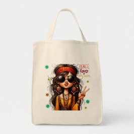 Eigenzinnige Hippie Lady Peace Canvas tas