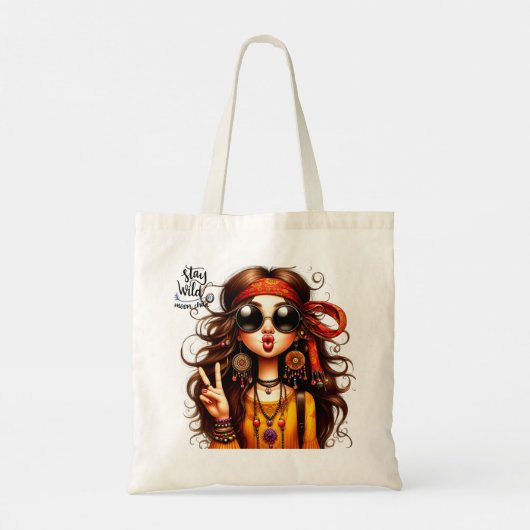 Eigenzinnige Hippie Lady Stay Weird Canvas tas (Achterkant)