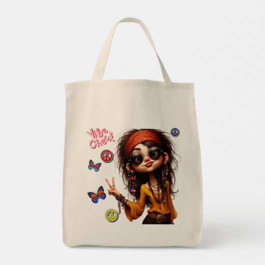 Eigenzinnige Hippie Lady Vibe Canvas tas (Achterkant)