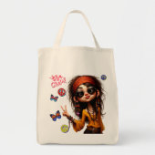 Eigenzinnige Hippie Lady Vibe Canvas tas (Voorkant)
