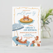 Eigenzinnige Hond Pool Paw-ty verjaardag Kaart (Staand voorkant)