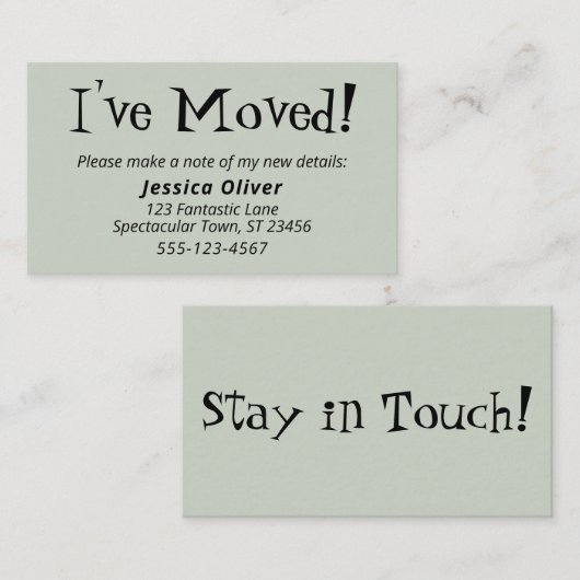 Eigenzinnige "Ik ben verhuisd" Sage hand-out Kaart Visitekaartje (Voorkant / Achterkant)