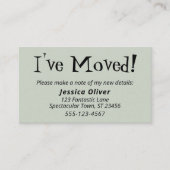 Eigenzinnige "Ik ben verhuisd" Sage hand-out Kaart Visitekaartje (Voorkant)