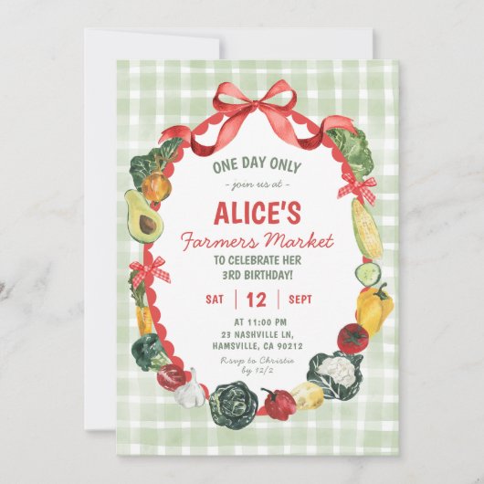 Eigenzinnige illustratie Boeren Markt Verjaardag Kaart (Voorkant)