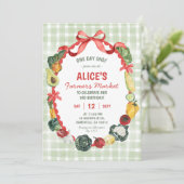 Eigenzinnige illustratie Boeren Markt Verjaardag Kaart (Staand voorkant)