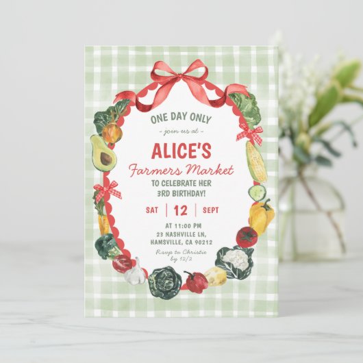 Eigenzinnige illustratie Boeren Markt Verjaardag Kaart (Staand voorkant)