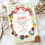Eigenzinnige illustratie Boeren Markt Verjaardag Kaart<br><div class="desc">Eigenzinnige Hand getrokken illustratie Boeren Markt Verjaardag Uitnodiging,  Een Dag Alleen Verjaardag Uitnodigen,  Red Bow Meisje Verjaardag</div>