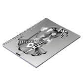 Eigenzinnige Jester en Poppenkoning Grijs Monochro Notitieboek (Linkerzijde)