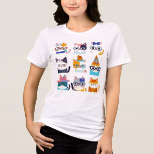 Eigenzinnige kat grillige katachtige kunst voor ka Tri-Blend shirt