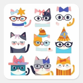 Eigenzinnige kat grillige katachtige kunst voor ka vierkante sticker