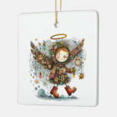 Eigenzinnige kerst engel moderne kunst stijl keramisch ornament (Links)