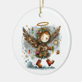Eigenzinnige kerst engel moderne kunst stijl keramisch ornament (Links)