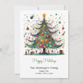 Eigenzinnige kerstboom illustratie Happy Feestdagenkaart (Voorkant)