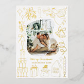 Eigenzinnige Kerstmis 5 Foto Hand getrokken Doodle Folie Feestdagenkaart (Voorkant)