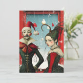 Eigenzinnige kerstpersonages feestdagenkaart (Staand voorkant)