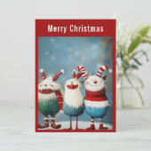 Eigenzinnige kerstwezens feestdagenkaart (Staand voorkant)