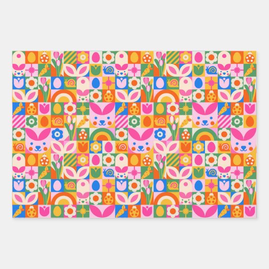 Eigenzinnige kleurrijke esthetische lente Pasen Th Inpakpapier Vel (Voorkant 3)