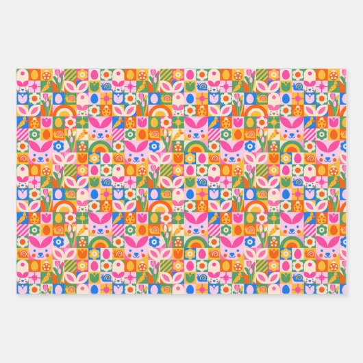 Eigenzinnige kleurrijke esthetische lente Pasen Th Inpakpapier Vel (Voorkant 2)