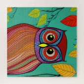 Eigenzinnige Kleurrijke Folk Art Abstracte Uil Legpuzzel (Horizontaal)