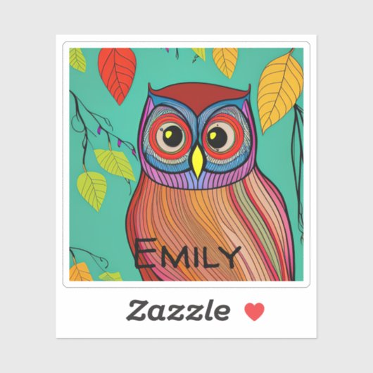 Eigenzinnige Kleurrijke Folk Art Abstracte Uil Sticker (Vel)