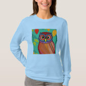 Eigenzinnige Kleurrijke Folk Art Abstracte Uil T-shirt (Voorkant)