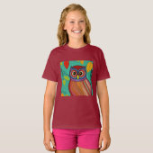 Eigenzinnige Kleurrijke Folk Art Abstracte Uil T-shirt (Voorkant volledig)