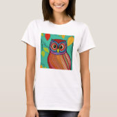 Eigenzinnige Kleurrijke Folk Art Abstracte Uil T-shirt (Voorkant)