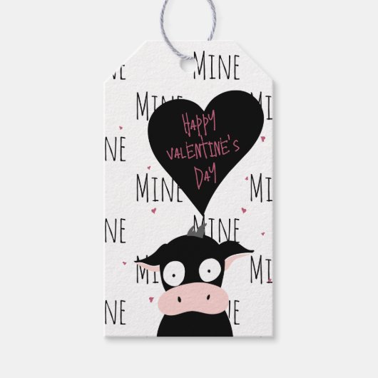 Eigenzinnige Koe Happy Valentijnsdag | Mijnpatroon Cadeaulabel (Voorkant)