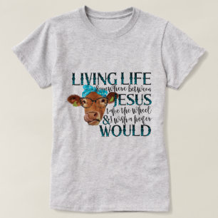 Eigenzinnige Koe illustratie met humoristische quo T-shirt