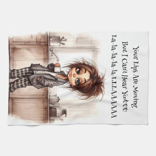 Eigenzinnige koffie dame kan je keukenhanddoeken n (Horizontaal)