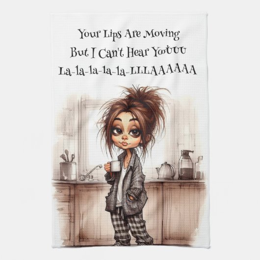 Eigenzinnige koffie dame kan je keukenhanddoeken n (Verticaal)