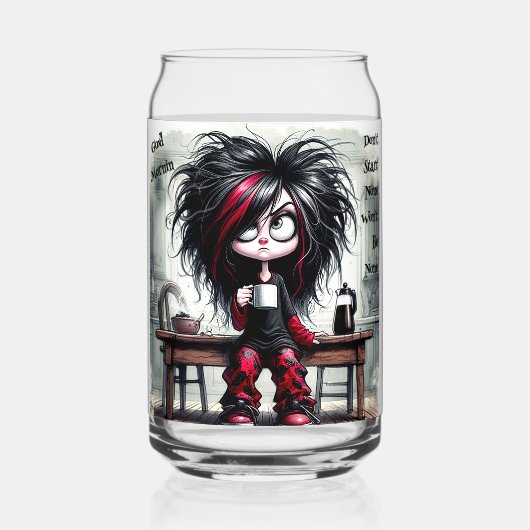 Eigenzinnige koffie dame niet beginnen met drinkge blikvorm glas (Voorkant)