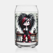 Eigenzinnige koffie dame niet beginnen met drinkge blikvorm glas (Achterkant)