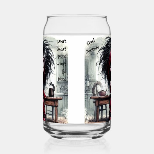 Eigenzinnige koffie dame niet beginnen met drinkge blikvorm glas (Links)