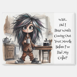 Eigenzinnige koffie dame wacht magneet