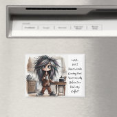 Eigenzinnige koffie dame wacht magneet (Insitu (Vaatwasser))