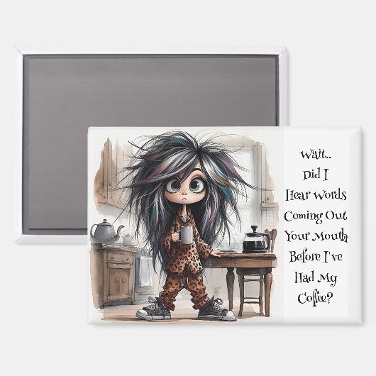 Eigenzinnige koffie dame wacht magneet (Voorkant / Achterkant)