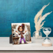 Eigenzinnige Koffie Lady Good Luck Plaque w / Ezel Fotoplaat (Insitu)