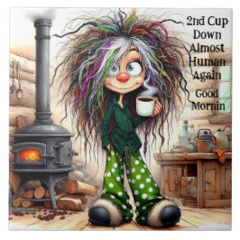 Eigenzinnige koffiedame bijna menselijke keramisch tegeltje