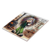 Eigenzinnige koffiedame bijna menselijke keramisch tegeltje (Zijkant)