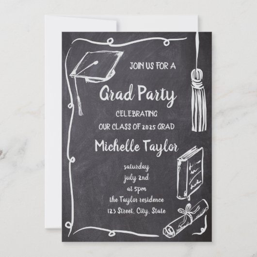 Eigenzinnige Krijtbord Unieke Hand getrokken Afstu Kaart (Voorkant)