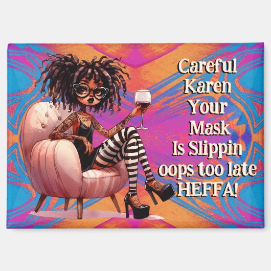 Eigenzinnige Lady Tattoos & Wijn Karen Magnet (Voorkant)