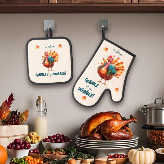 Eigenzinnige Light Peach Waterverf Turkije Thanksg Ovenwant & Pannenlap Set