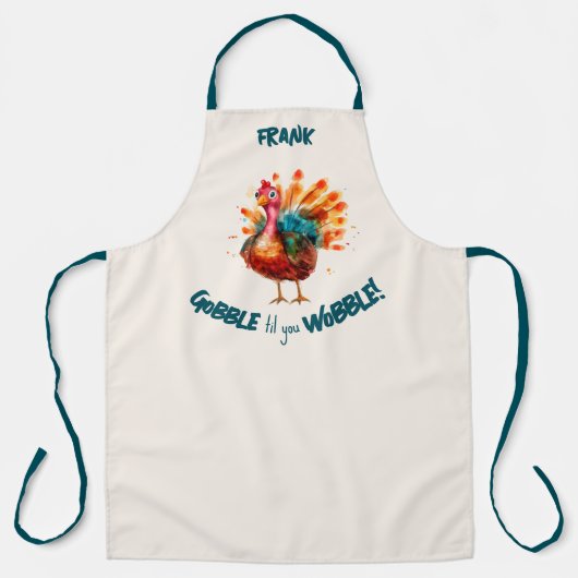 Eigenzinnige Light Peach Waterverf Turkije Thanksg Schort (Voorkant)