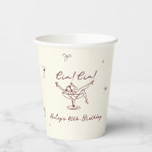 Eigenzinnige Maroon Hand getrokken Cin Cin Martini Papieren Bekers (Links)