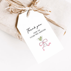 Eigenzinnige Martini Boog Handgetekende Bruidsdouc Cadeaulabel