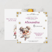 Eigenzinnige meisje ballerina verjaardagsuitnodigi (Voorkant / Achterkant)