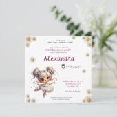 Eigenzinnige meisje ballerina verjaardagsuitnodigi (Staand voorkant)