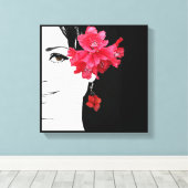 Eigenzinnige  meisje gezicht mode illustratie canvas afdruk (Insitu (Houten vloer))